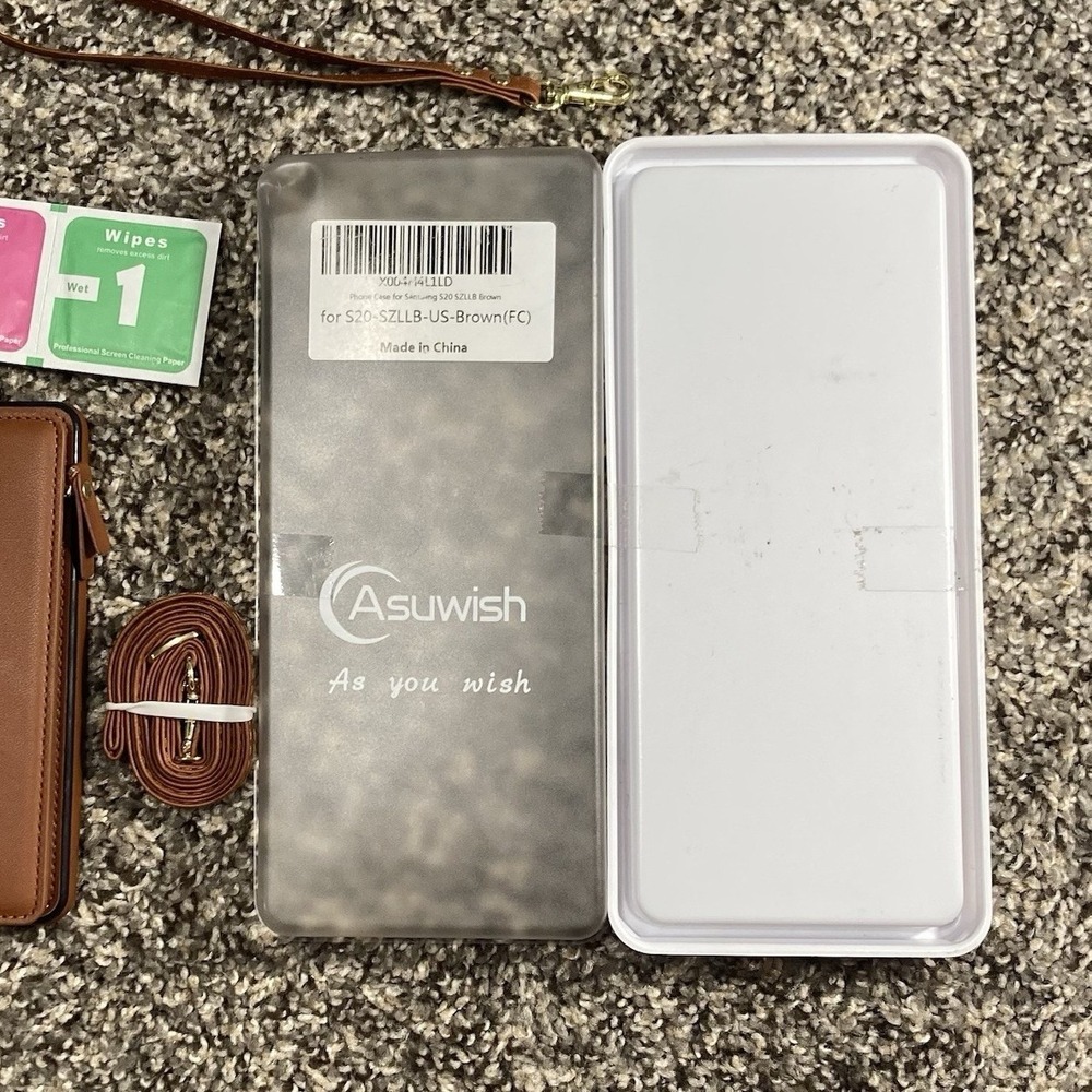 Asuwish Brown Wallet Case for Samsung Galaxy S20 Strap Screen Protector